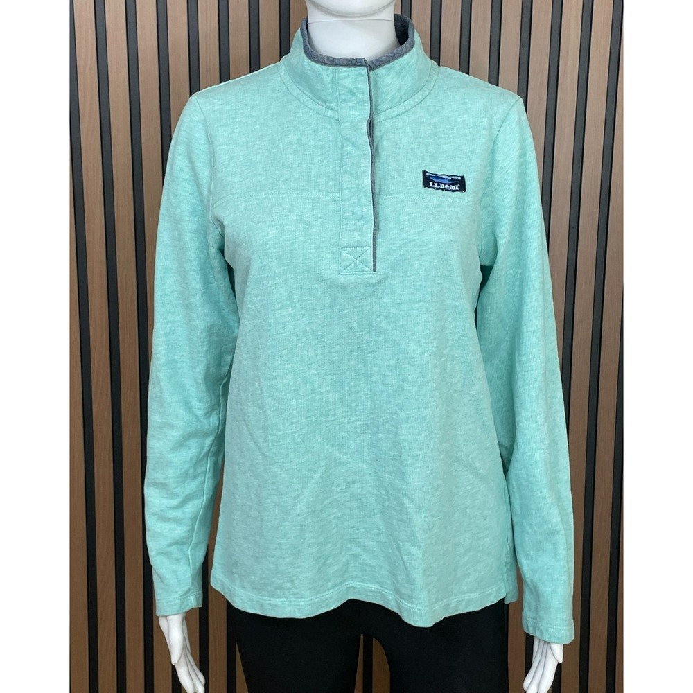 L.L. Bean Women's Sweatshirt Henley Soft Cotton‎ Rugby Outdoor Preppy S Blue